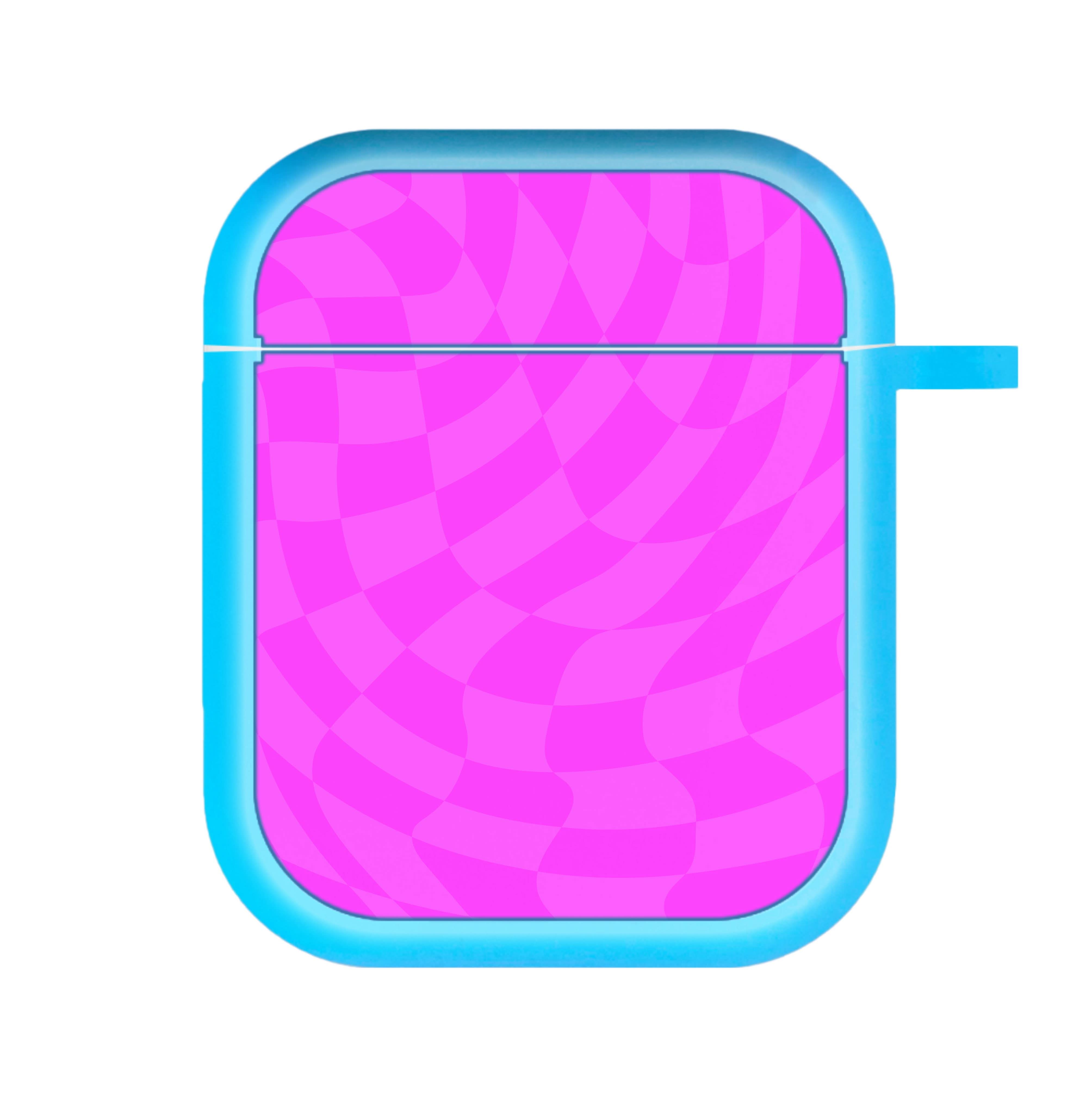 Pink Trippy Checkerboard Pattern AirPods Case