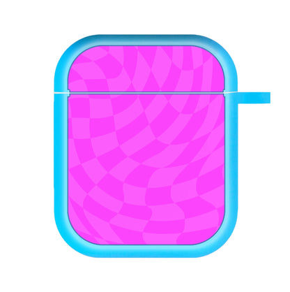 Pink Trippy Checkerboard Pattern AirPods Case