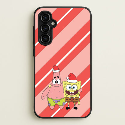 Cartoon Sponge And Starfish Christmas Hats Galaxy A54 Case