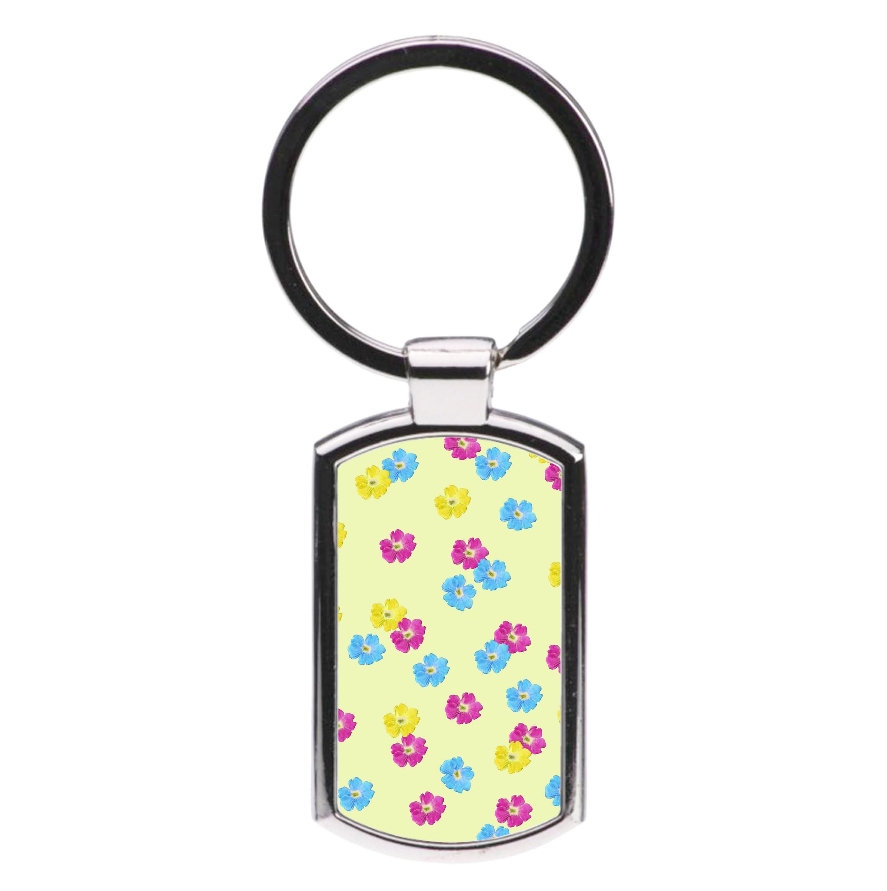 Pastel Pressed Flowers Pattern Luxury Keyring