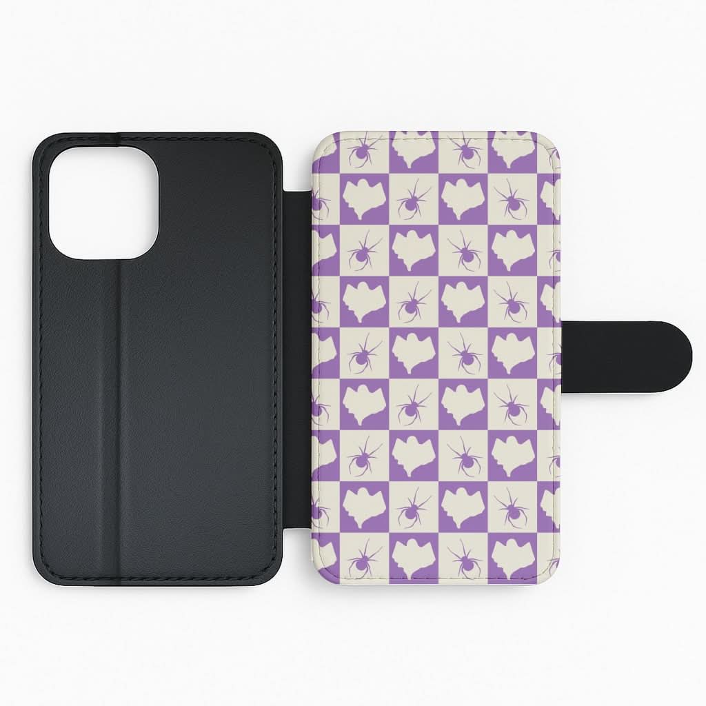 Spiders And Ghosts Checkered Pattern I Flip Phone Case