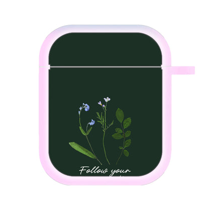 Follow Your Own Path Dark Green AirPods Case