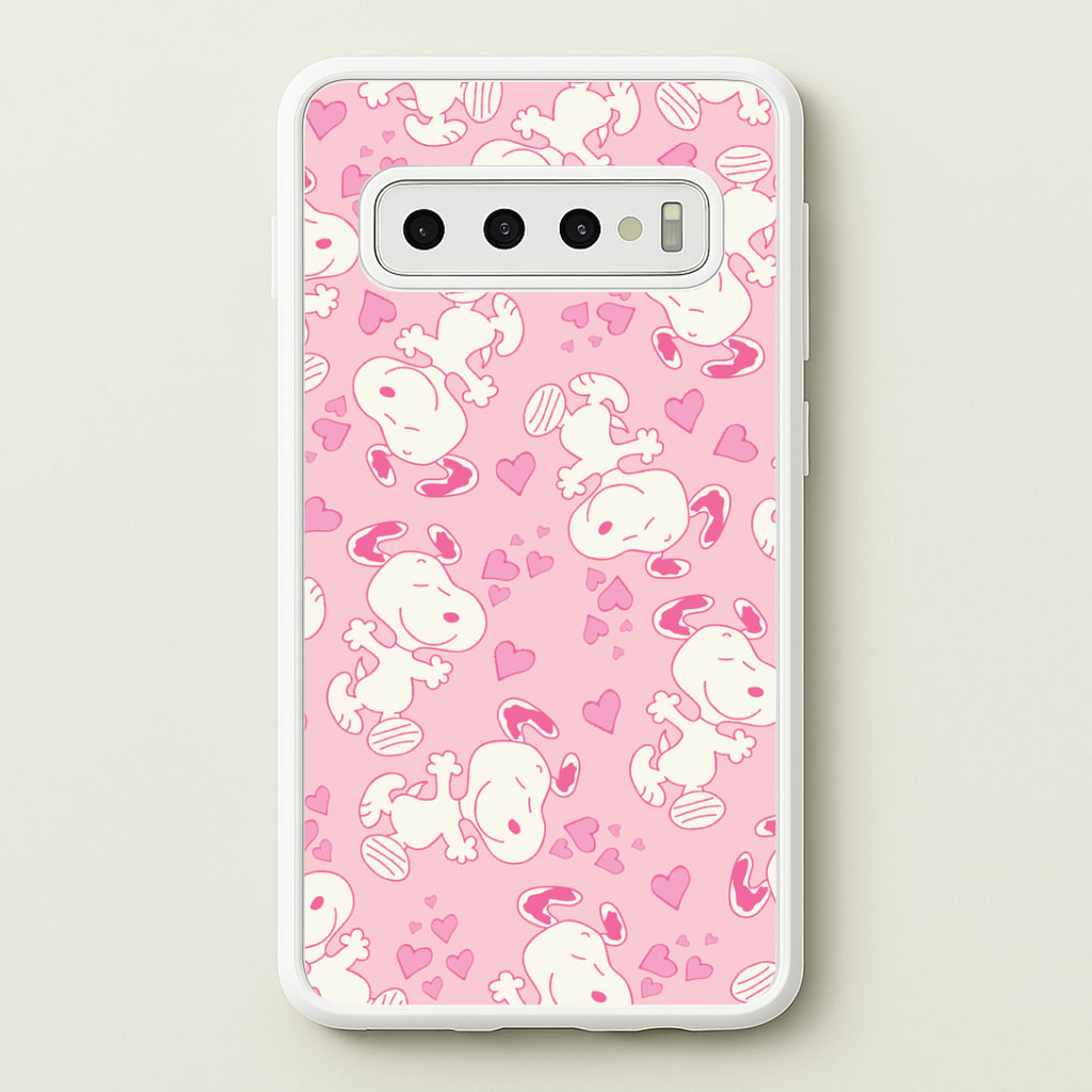Cartoon Beagle Valentine Hearts Pattern Galaxy S10 Plus Case