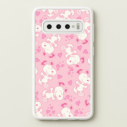 Cartoon Beagle Valentine Hearts Pattern Galaxy S10 Plus Case