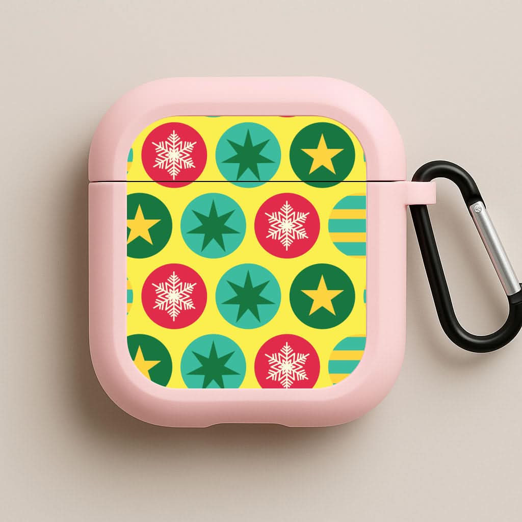 Colourful Abstract Baubles Christmas Pattern Pink AirPods Case