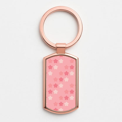 Red Slowflakes Christmas Pattern Rose Gold Keyring
