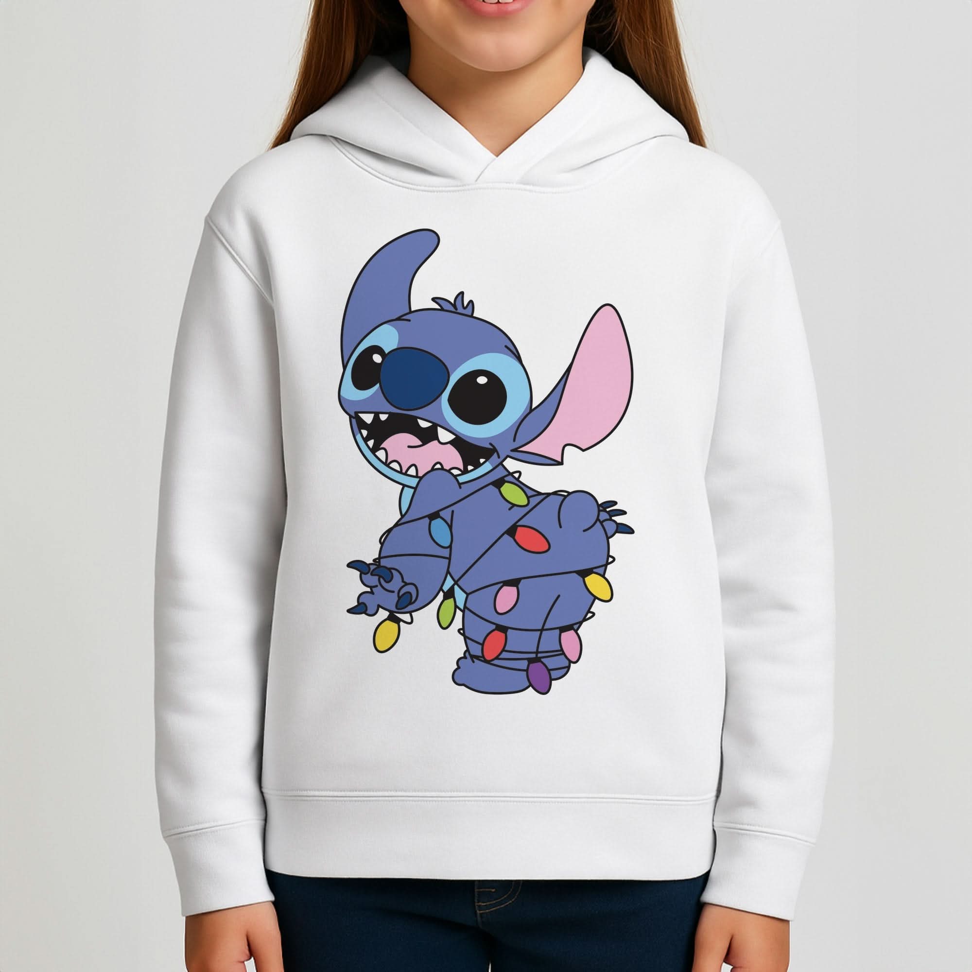 Cute Blue Alien Fairylights Girls Hoodie