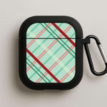Pastel Tartan Christmas Pattern Black AirPods Case