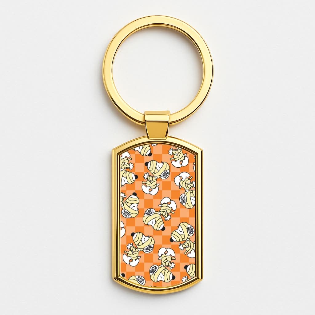 Mummy Cartoon Beagle Pattern Gold Keyring