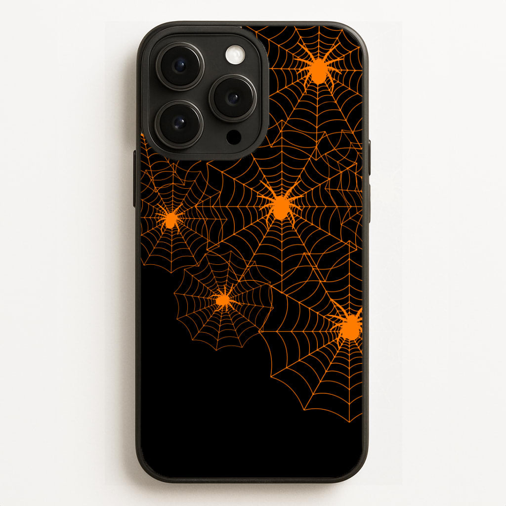 Orange Spider Web Phone Case for iPhone, Samsung Galaxy and Google Pixel
