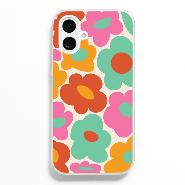Abstract Trippy Retro Flowers iPhone 16 Plus Case