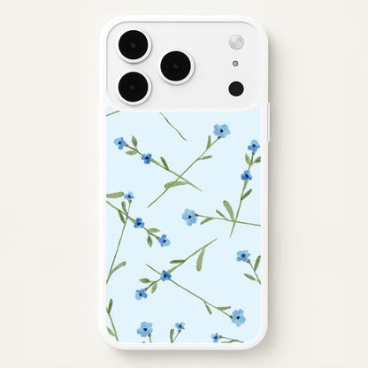 Baby Blue Floral Pattern iPhone 17 Pro Case