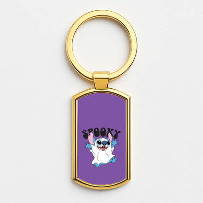 Spooky Cute Blue Alien Gold Keyring