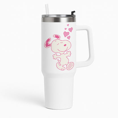 Cartoon Beagle Valentine Hearts Pattern Tumbler