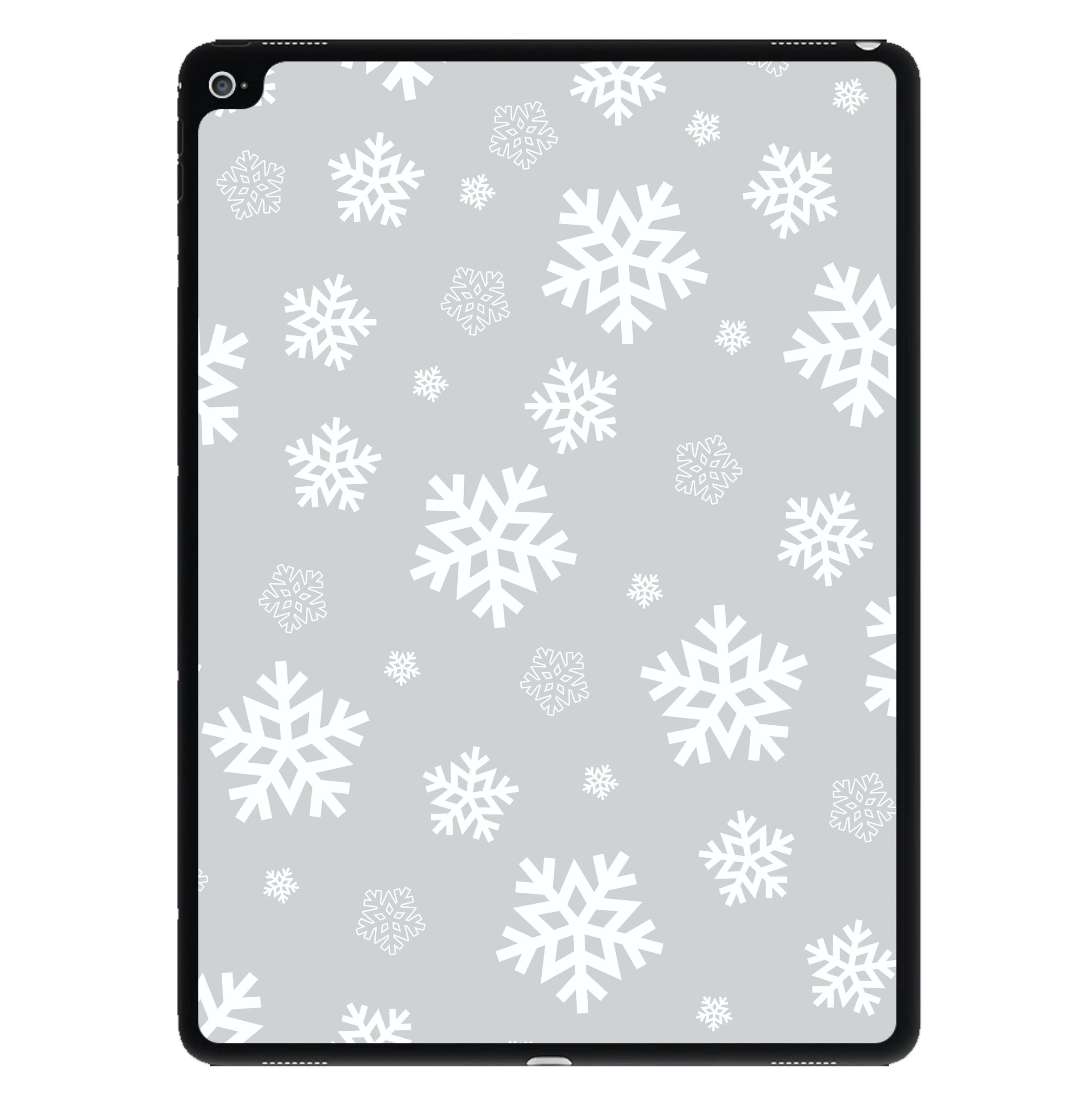 Grey Snowflake Pattern iPad Case