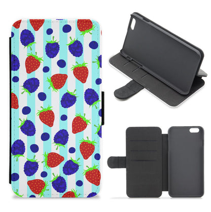 Stripes And Berries Flip / Wallet Phone Case