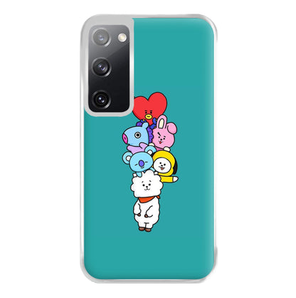 Green BT21 - RJ, Mang, Koya, Chimmy, Cooky, Shooky, Tata - K Pop Phone Case