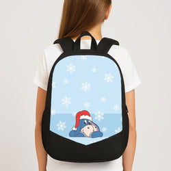 Cartoon Donkey Snowflakes School Bag