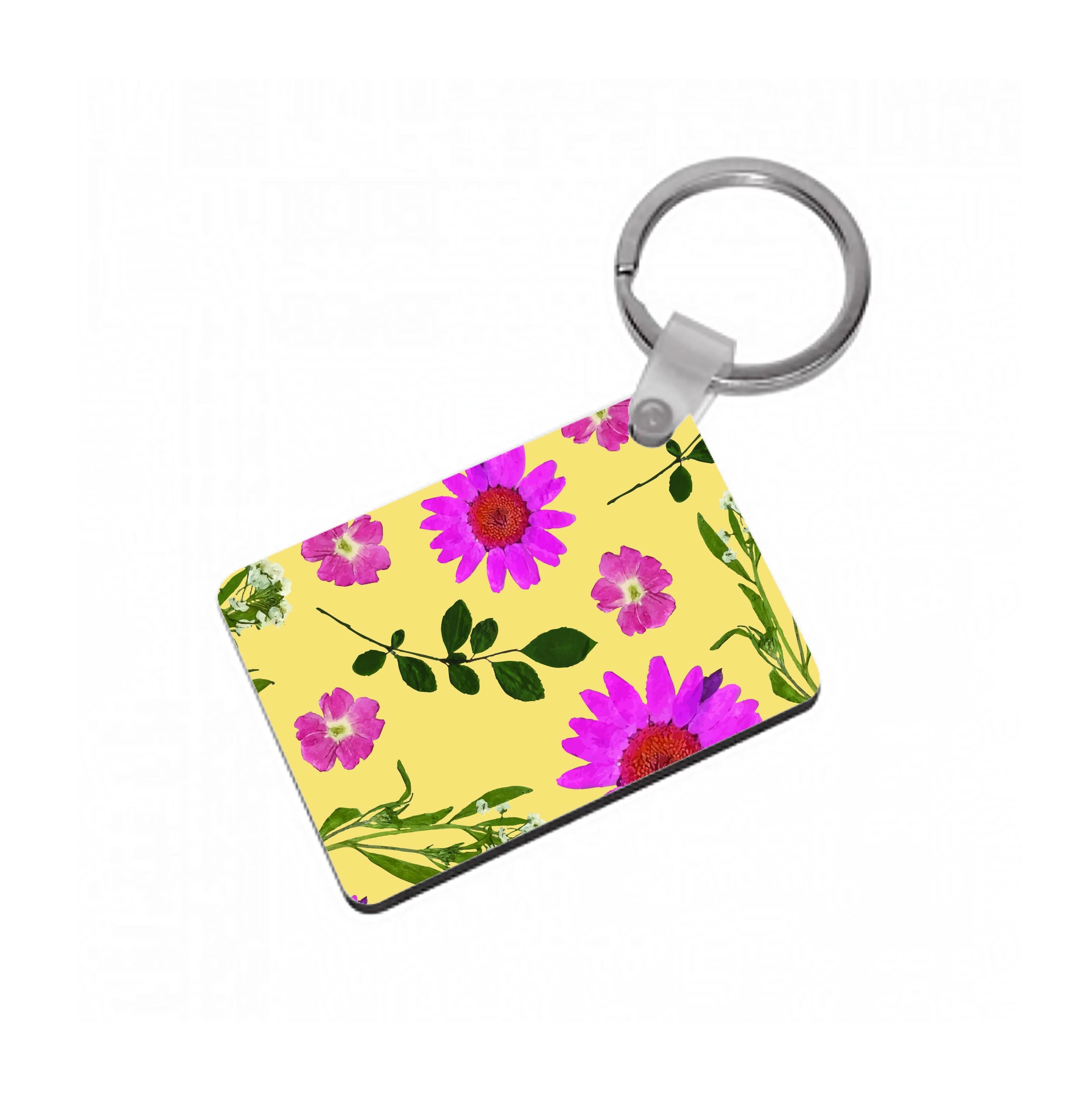 Pressed Plants Yellow Keyring