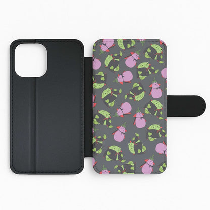 Vampire Frogs And Vegetables Pattern - Halloween Flip Phone Case