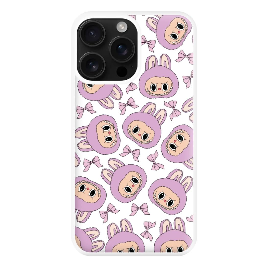 Cute Purple Monster And Bows Pattern Phone Case for Apple iPhone, Samsung Galaxy, Huawei and Google Pixel