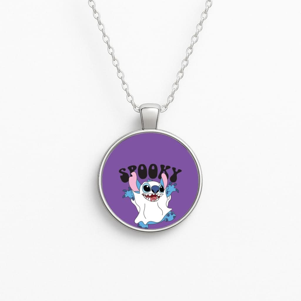 Spooky Cute Blue Alien Circle Necklace