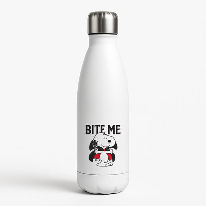 Bite Me Cartoon Beagle White Water Bottle