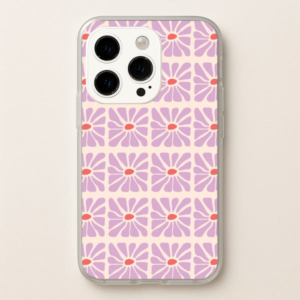 Square Abstract Flowers Mauve iPhone 14 Pro Case