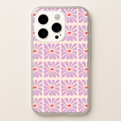 Square Abstract Flowers Mauve iPhone 14 Pro Max Case