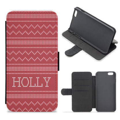 Personalised Christmas Jumper Red Flip / Wallet Phone Case