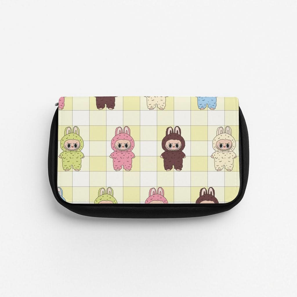 Cute Colourful Monsters Checkered Pattern Pencil Case