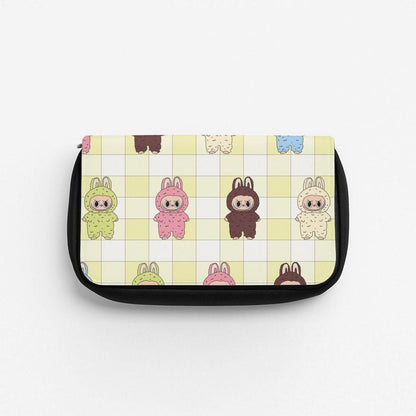 Cute Colourful Monsters Checkered Pattern Pencil Case