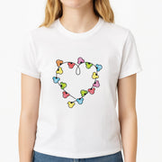 Cartoon Mouse Christmas Fairylights Heart T-Shirt 3