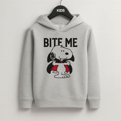 Bite Me Cartoon Beagle Grey Kids Hoodie
