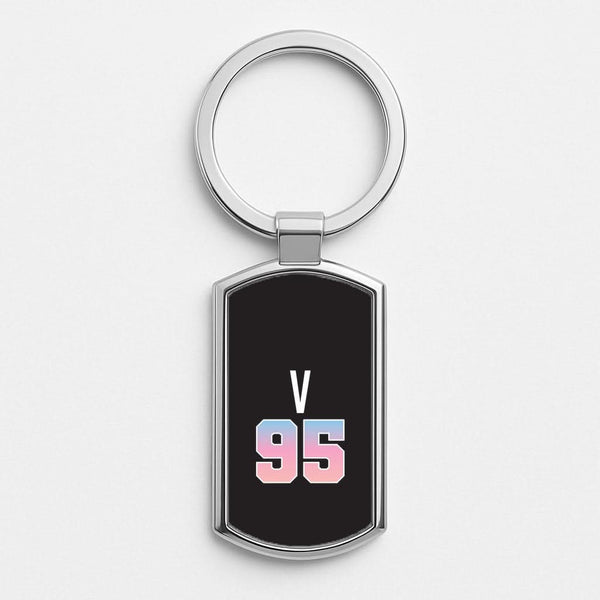 V 95 Silver Metal Keyring