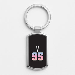 V 95 Silver Metal Keyring