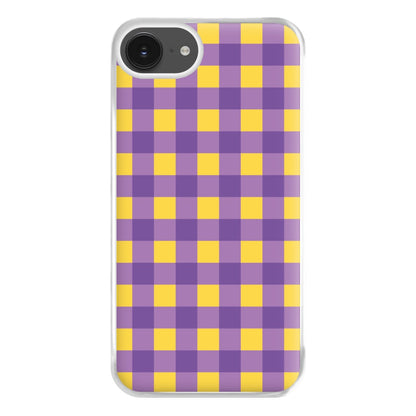 Purple And Yellow Checkered Pattern iPhone 16e Case