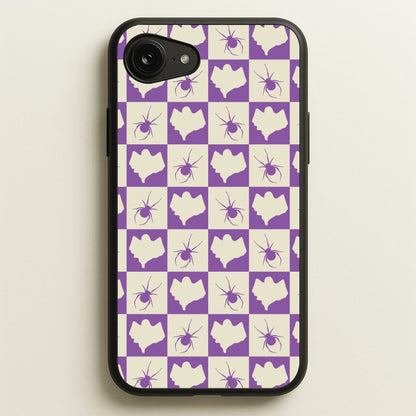 Spiders And Ghosts Checkered Pattern I iPhone 16e Case