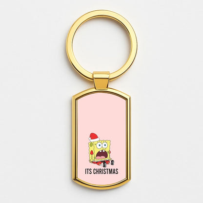 It's Christmas Cartoon Sponge Gold Keyring