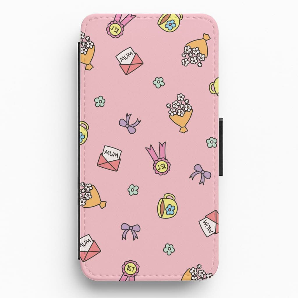 Mum Doodles Pattern Flip / Wallet Phone Case