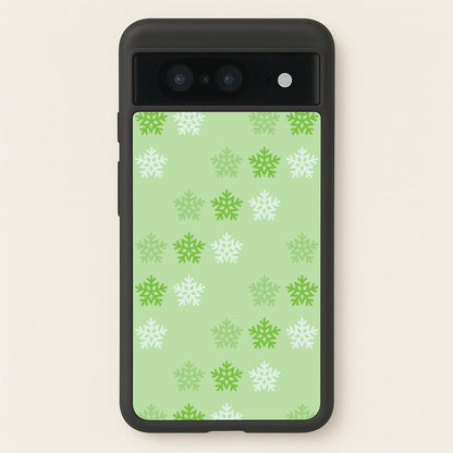 Green Slowflakes Christmas Pattern Google Pixel 8 Case