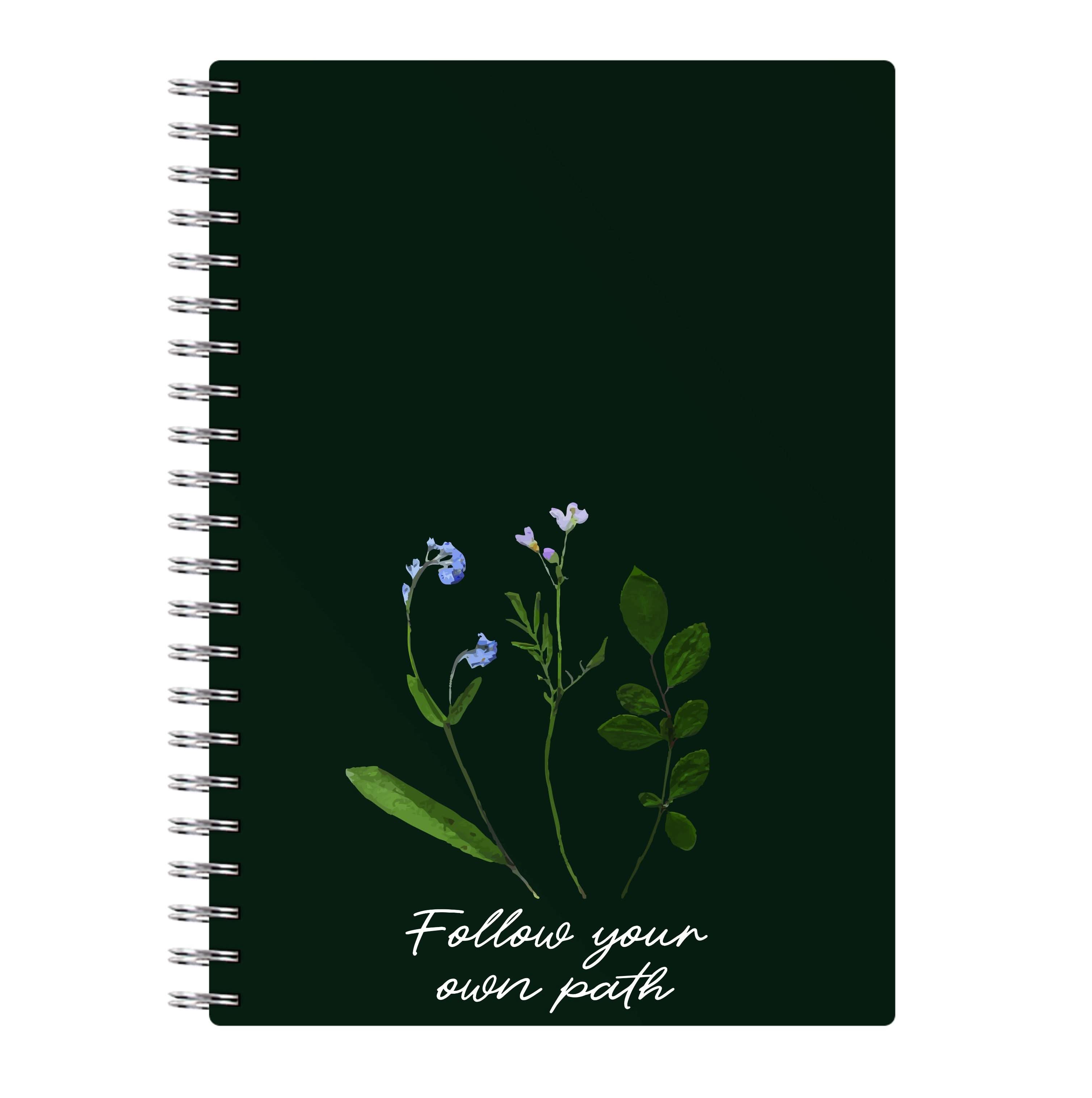 Follow Your Own Path Dark Green Notebook
