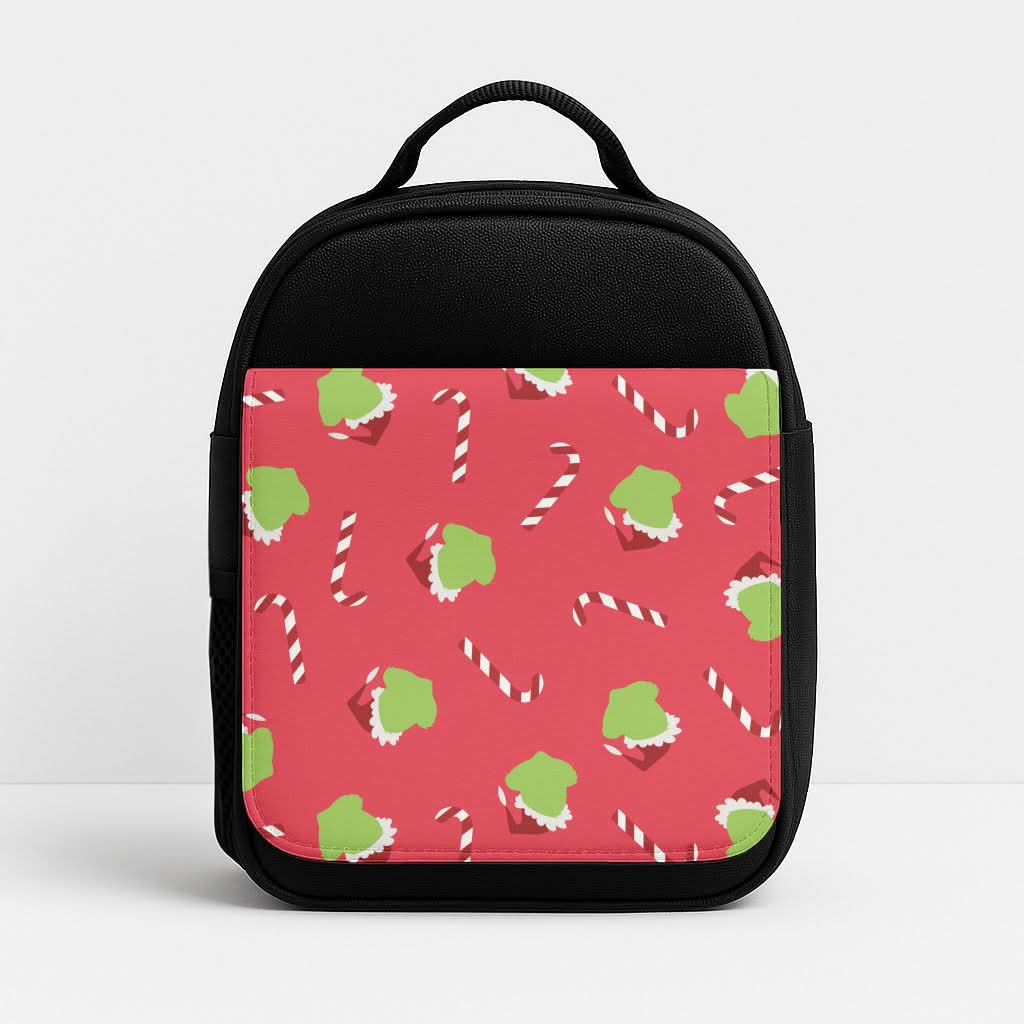 Green Creature And Candy Canes Pattern Lunchbox