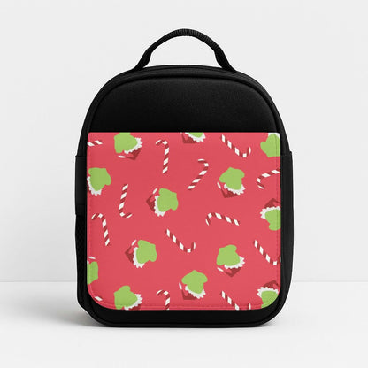 Green Creature And Candy Canes Pattern Insulated Lunch Bag