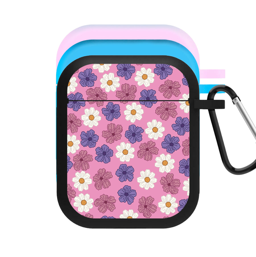 Pink, Purple And White Flowers - Floral Patterns AirPods Case