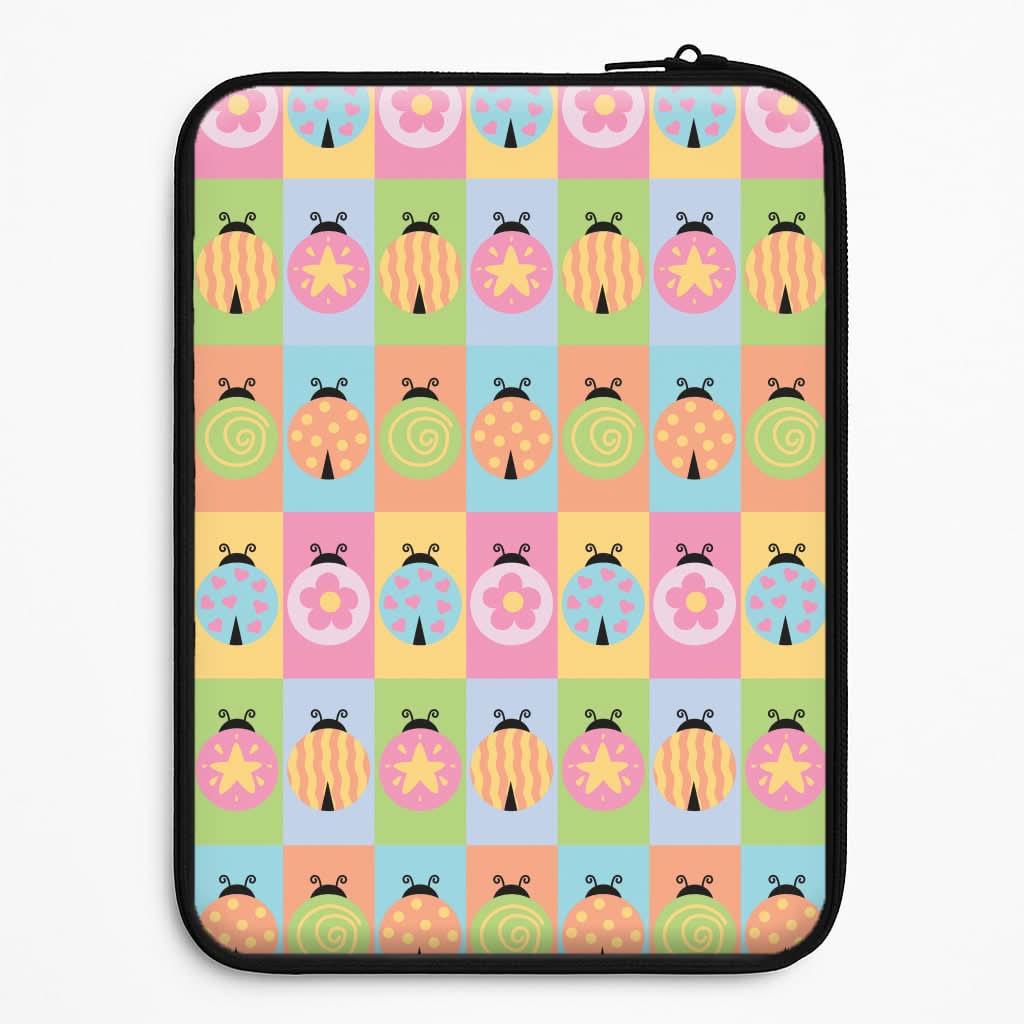 Cartoon Ladybugs Colourful Pattern Laptop Sleeve