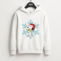 Christmas Cartoon Beagle And Bird  Kids Hoodie