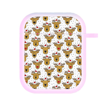 Reindeers In Santa Hats Pattern AirPods Case