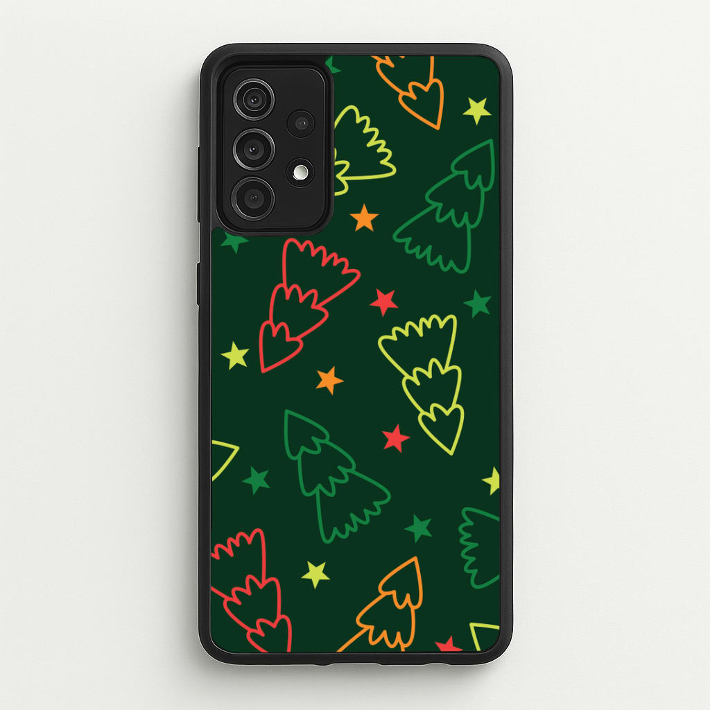 Colourful Christmas Tree Outlines Pattern Galaxy A52 / A52s Case