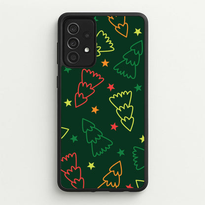 Colourful Christmas Tree Outlines Pattern Galaxy A52 / A52s Case